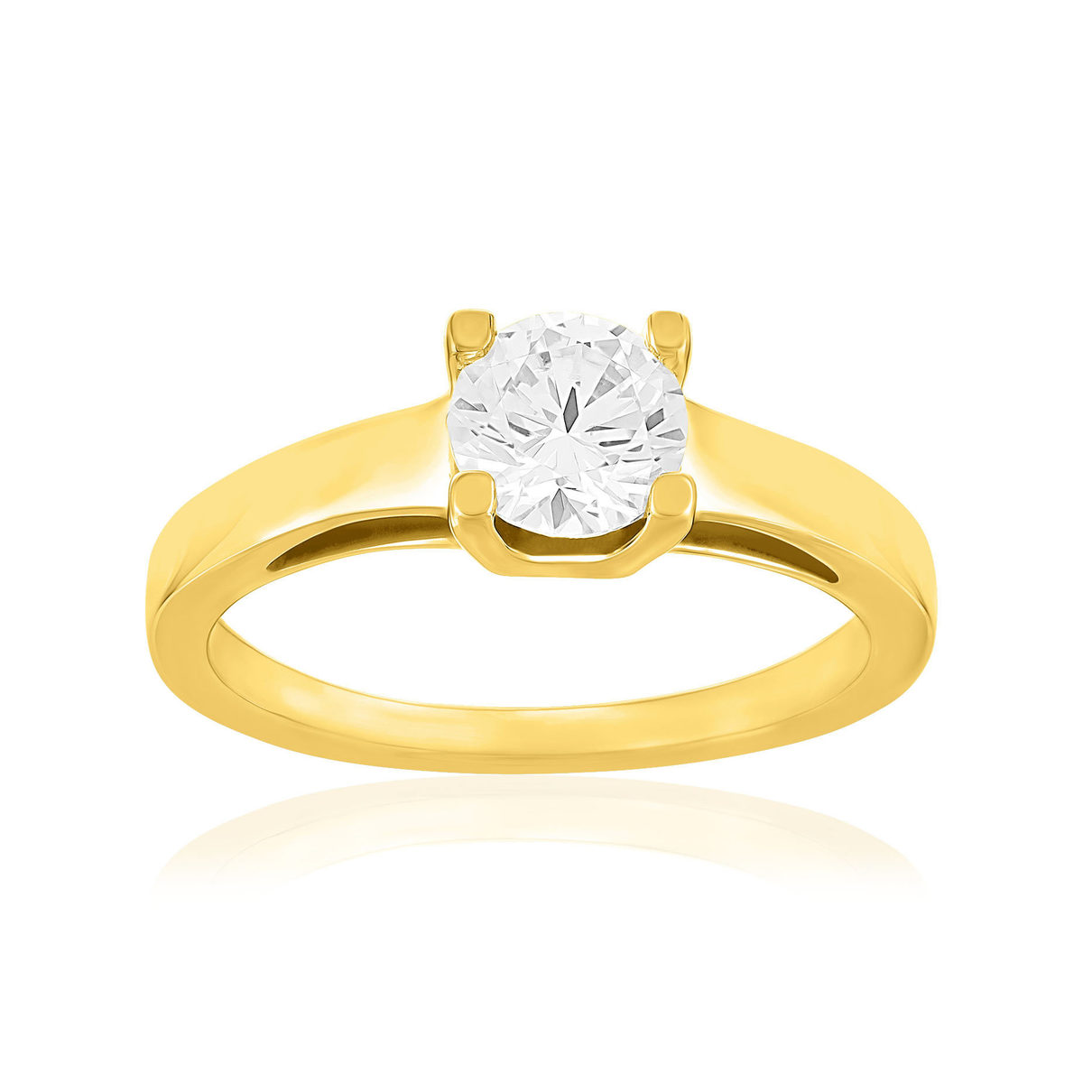 Solitaire or 750 jaune diamant synthétique 0,8 carat