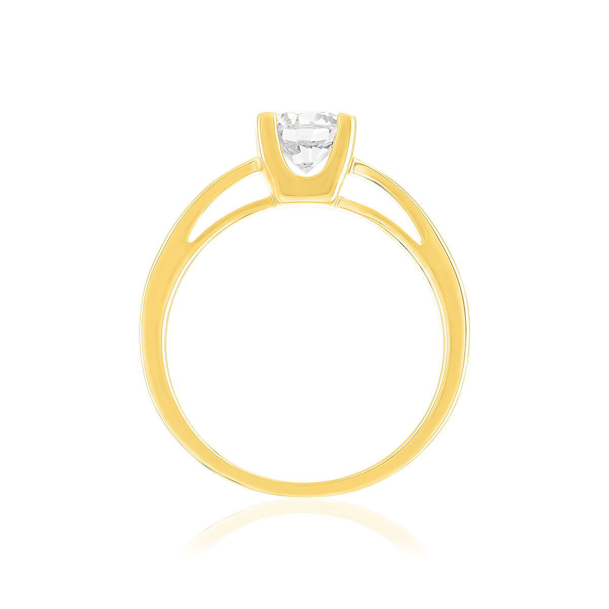 Solitaire or 750 jaune diamant synthétique 0,8 carat - vue 2