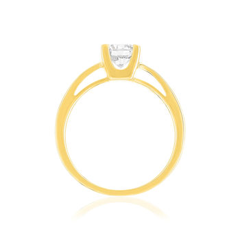 Solitaire or 750 jaune diamant synthétique 0,8 carat