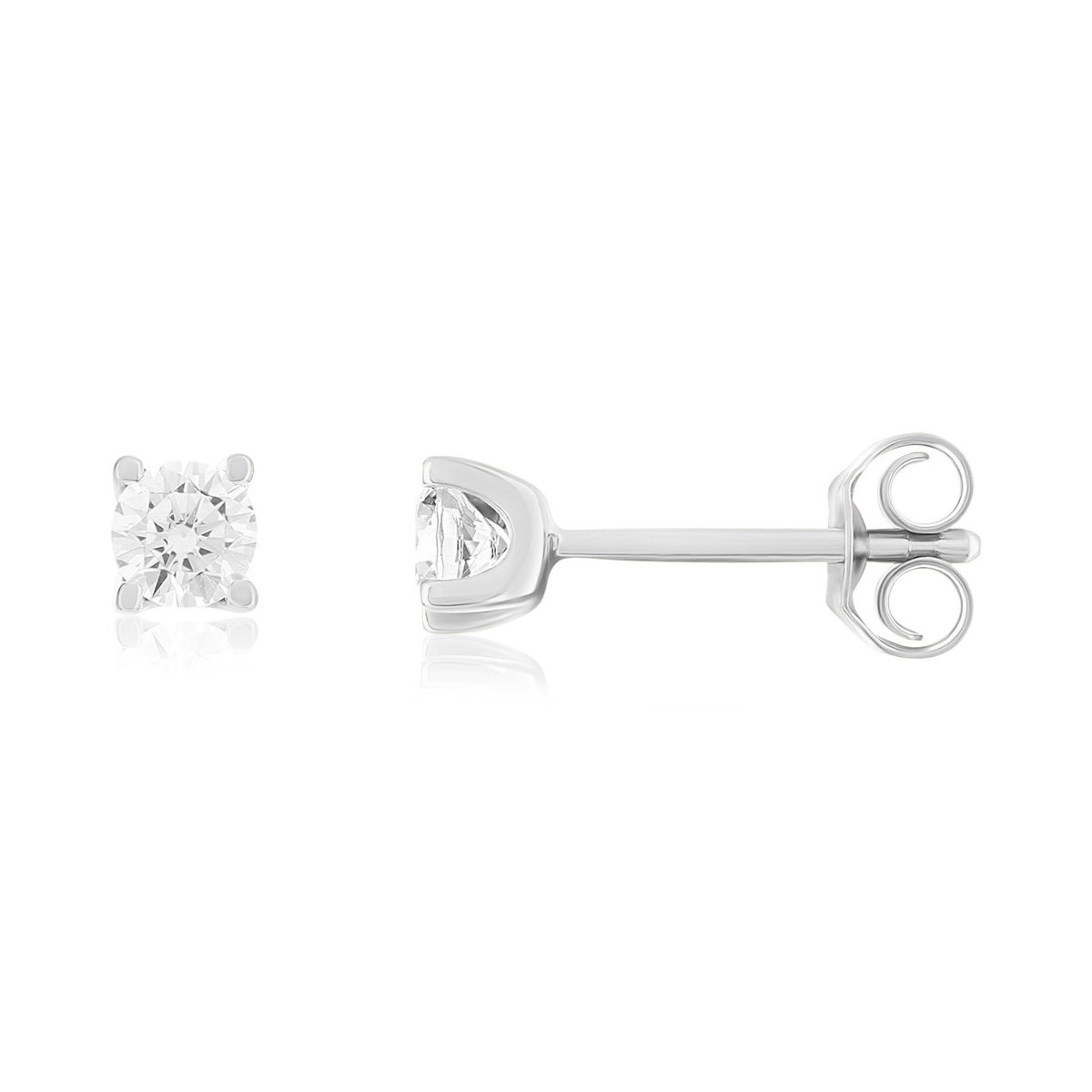 Boucles d'oreilles or 750 blanc diamant synthétique 0.4 carat