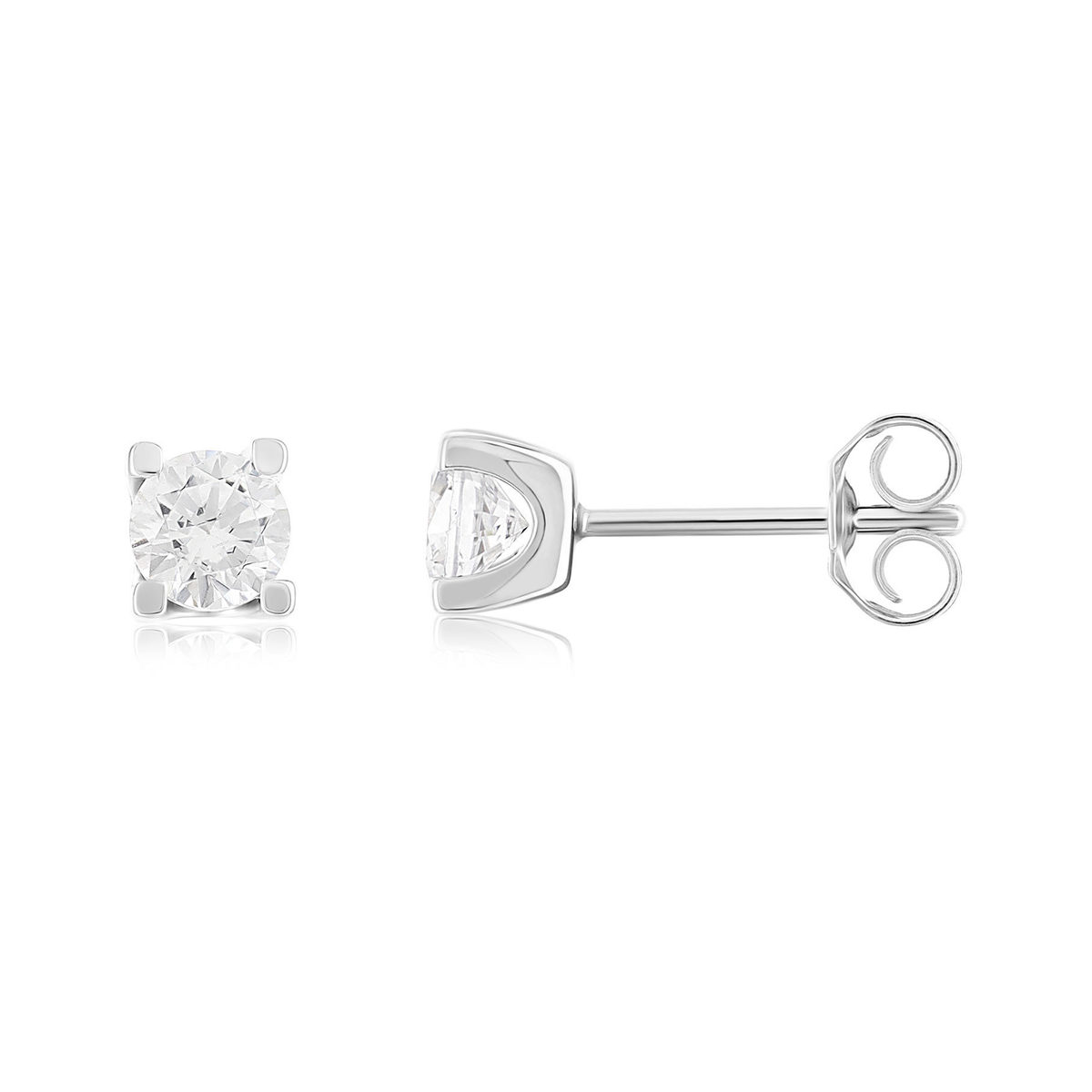 Boucles d'oreilles or 750 blanc diamant synthétique 0.8 carat