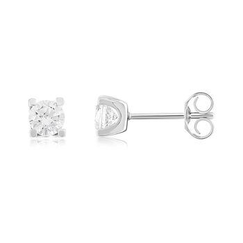 Boucles d'oreilles or 750 blanc diamant synthétique 0.8 carat