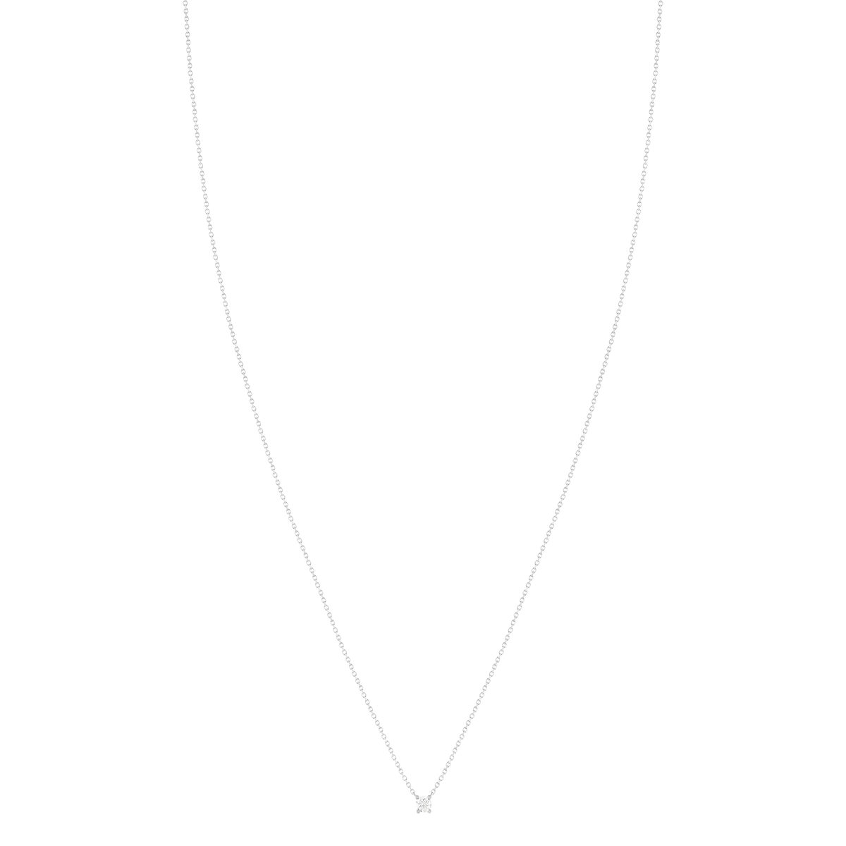 Collier solitaire or 750 blanc diamant synthétique 0.2 carat 42cm - vue 2