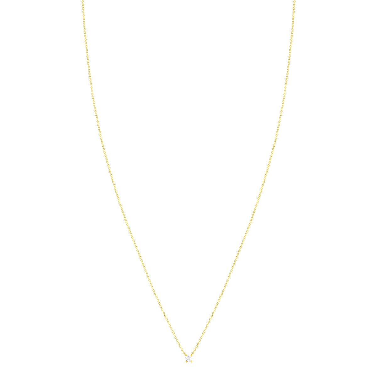 Collier solitaire or 750 jaune diamant synthétique 0.2 carat 42cm