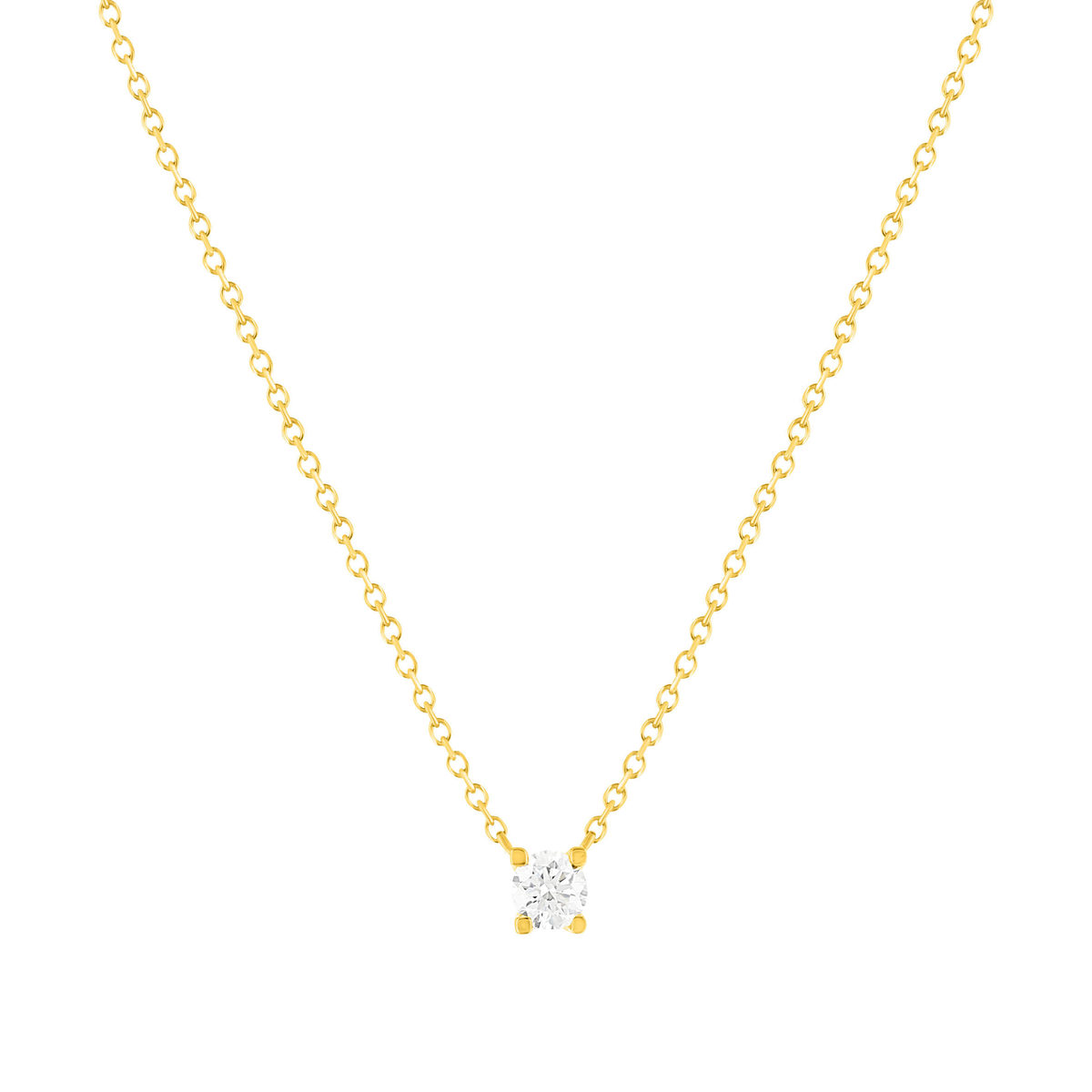 Collier solitaire or 750 jaune diamant synthétique 0.2 carat 42cm - vue 4