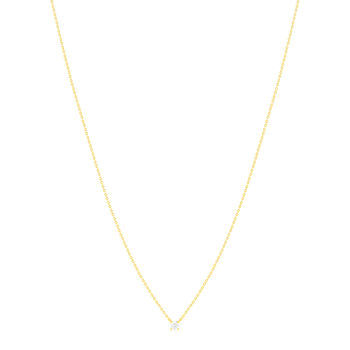 Collier solitaire or 750 jaune diamant synthétique 0.3 carat 42cm