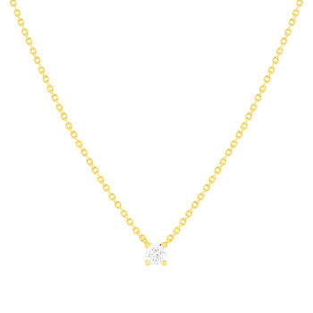 Collier solitaire or 750 jaune diamant synthétique 0.3 carat 42cm