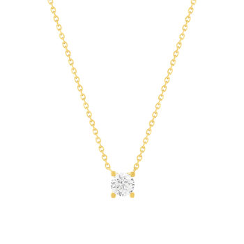 Collier solitaire or 750 jaune diamant synthétique 0.4 carat 42cm