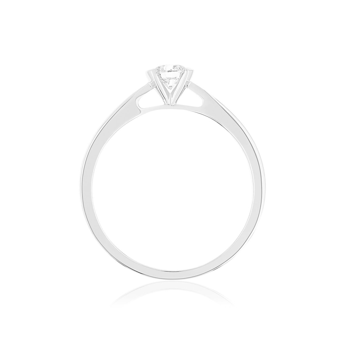 Solitaire or 750 blanc diamant synthétique 0.2 carat - vue 2