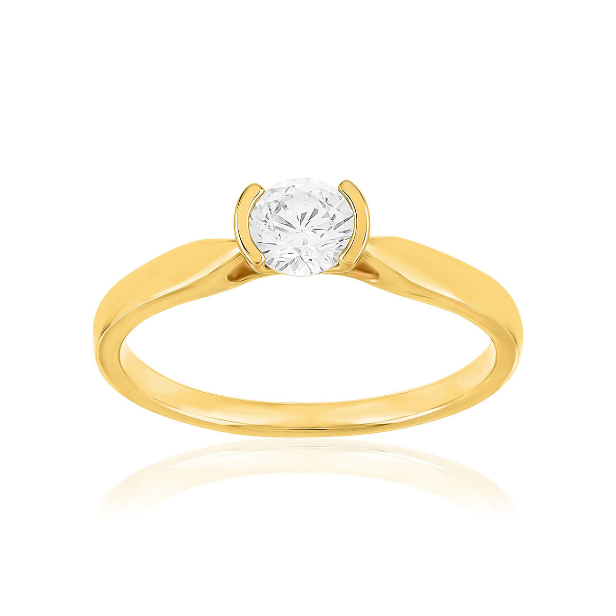 Solitaire or 750 jaune diamant synthétique 0.4 carat