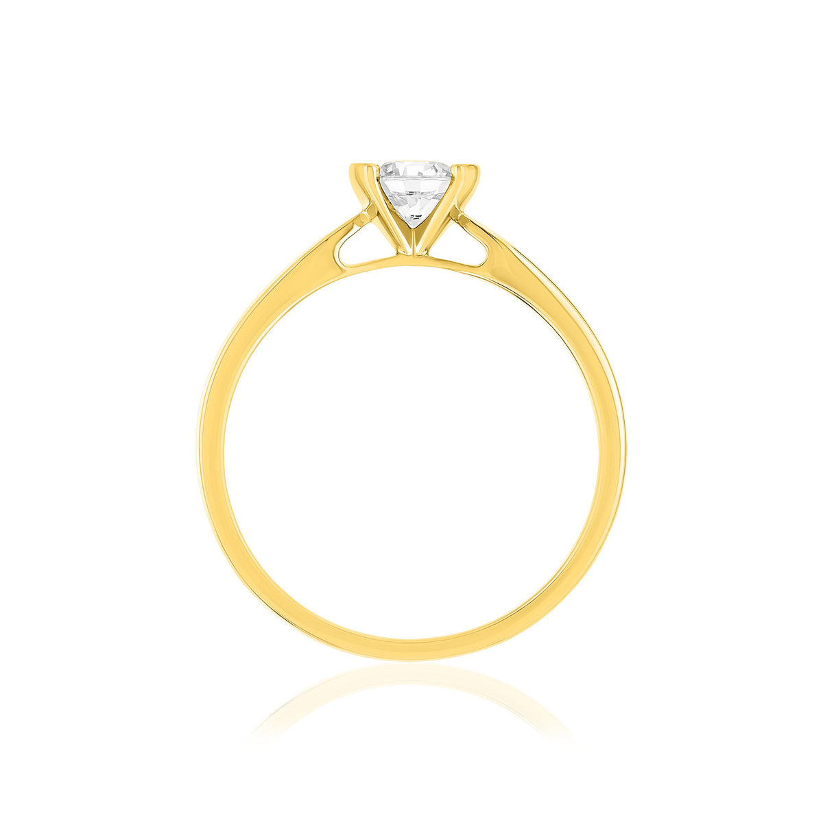 Solitaire or 750 jaune diamant synthétique 0.4 carat - vue 2