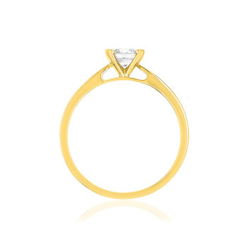 Solitaire or 750 jaune diamant synthétique 0.4 carat