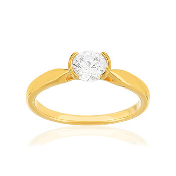 Solitaire or 750 jaune diamant synthétique 0.5 carat