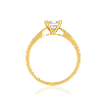 Solitaire or 750 jaune diamant synthétique 0.5 carat