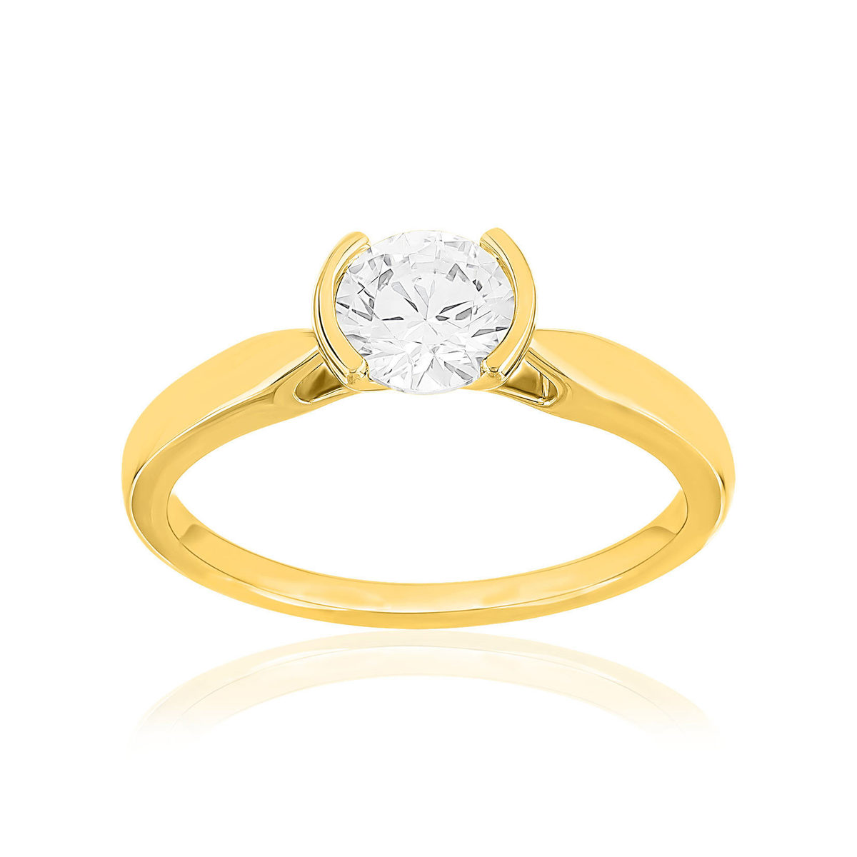 Solitaire or 750 jaune diamant synthétique 0.7 carat