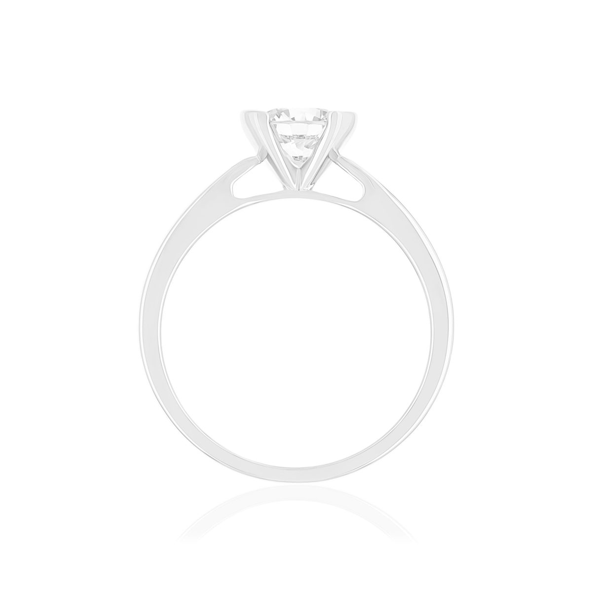 Solitaire or 750 blanc diamant synthétique 0.8 carat - vue 2