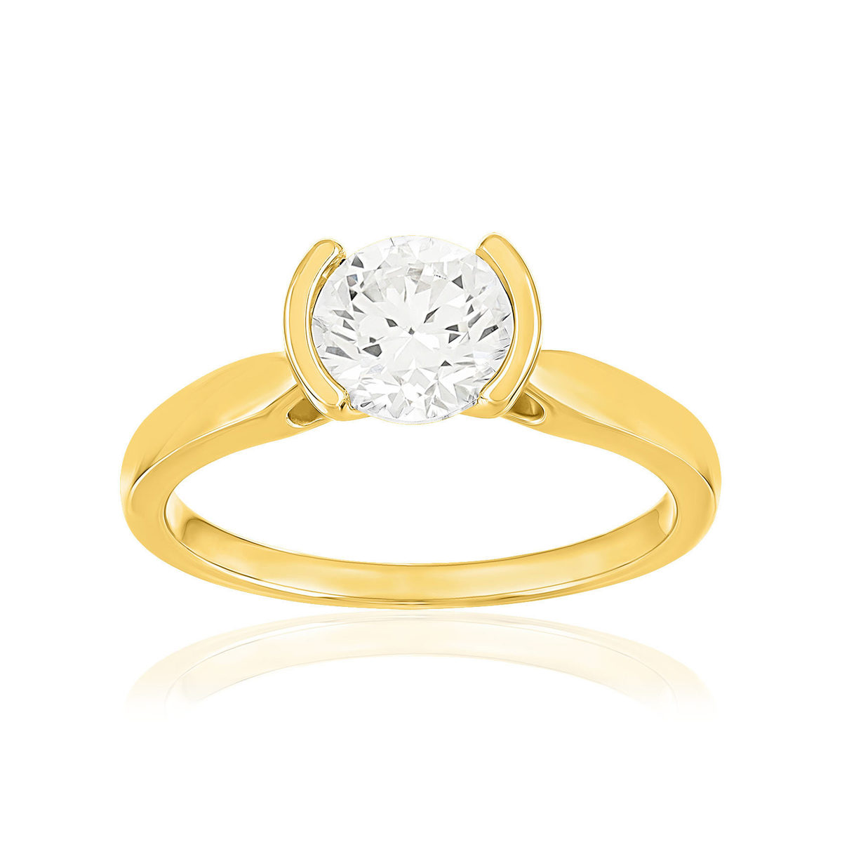 Solitaire or 750 jaune diamant synthétique 1 carat
