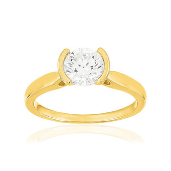 Solitaire or 750 jaune diamant synthétique 1 carat