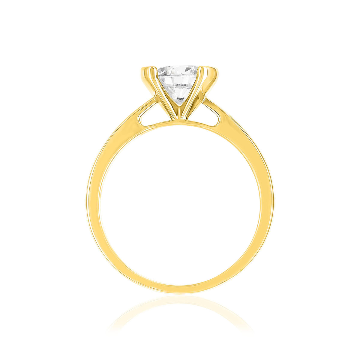 Solitaire or 750 jaune diamant synthétique 1 carat - vue 2