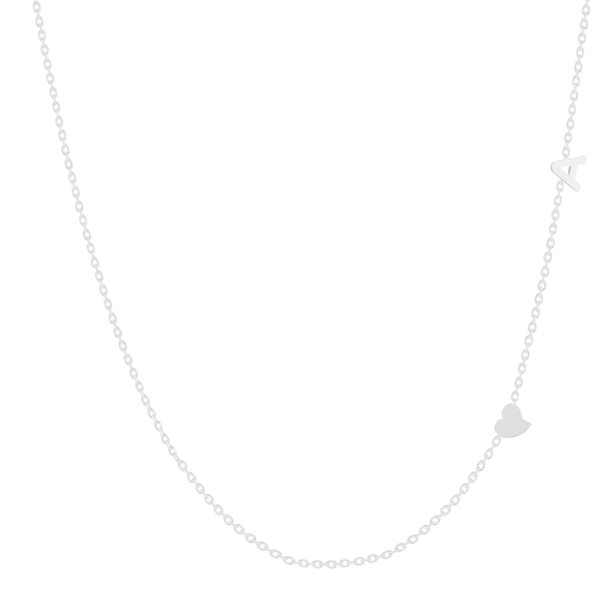 Collier argent 925 maille forçat initiale personnalisable et coeur 45cm