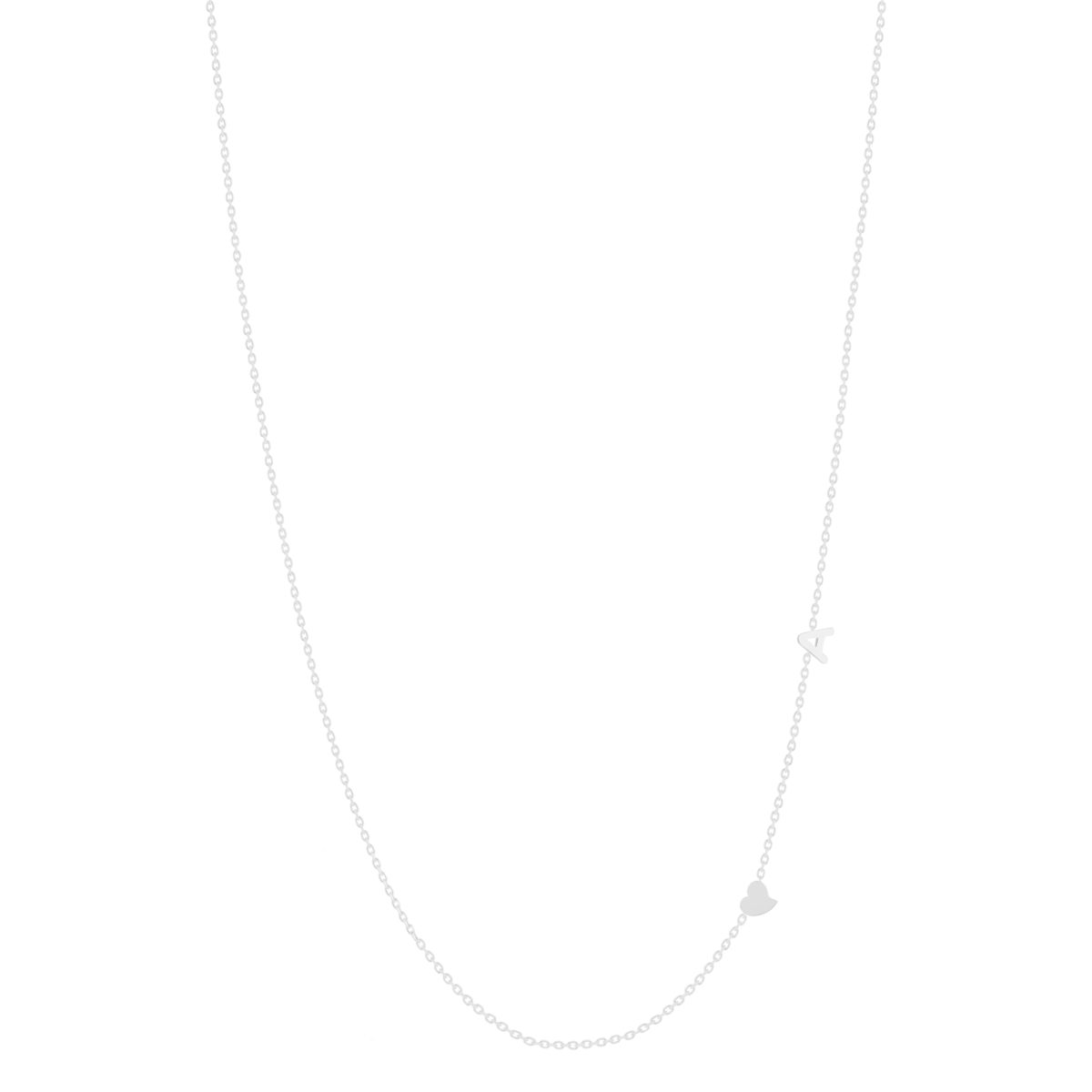 Collier argent 925 maille forçat initiale personnalisable et coeur 45cm - vue 2