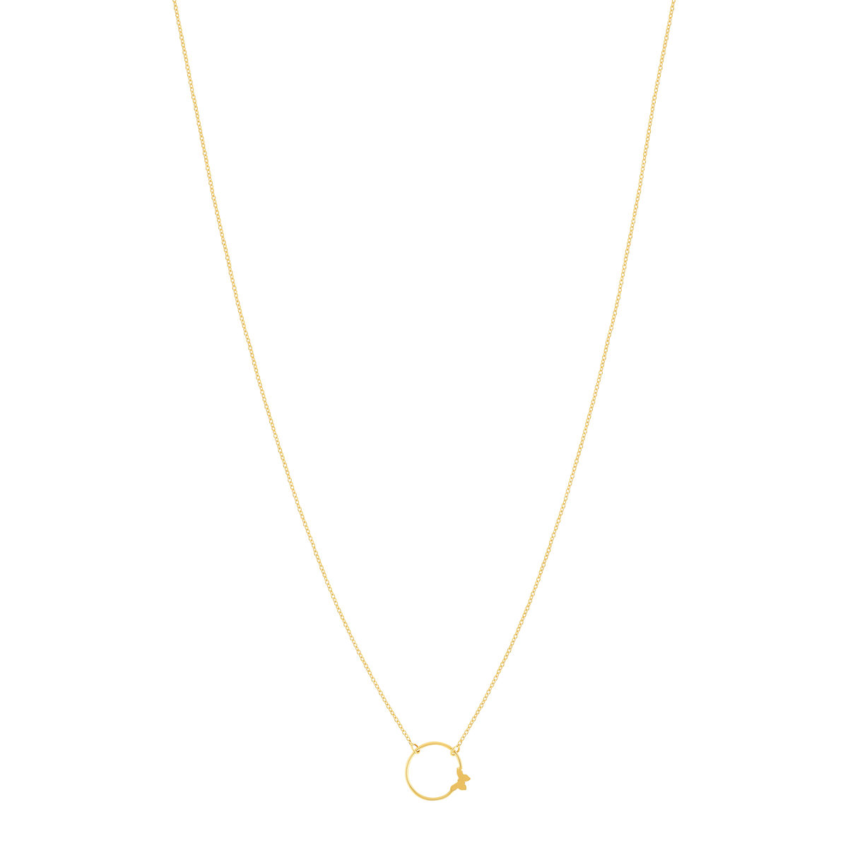 Collier or 375 jaune 45 cm motif anneau et papillon 45 cm - vue 2