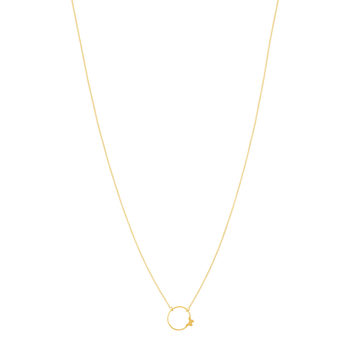 Collier or 375 jaune 45 cm motif anneau et papillon 45 cm