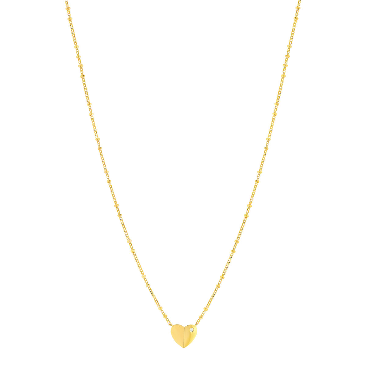 Collier plaqué or jaune coeur et zirconias45cm - vue 2