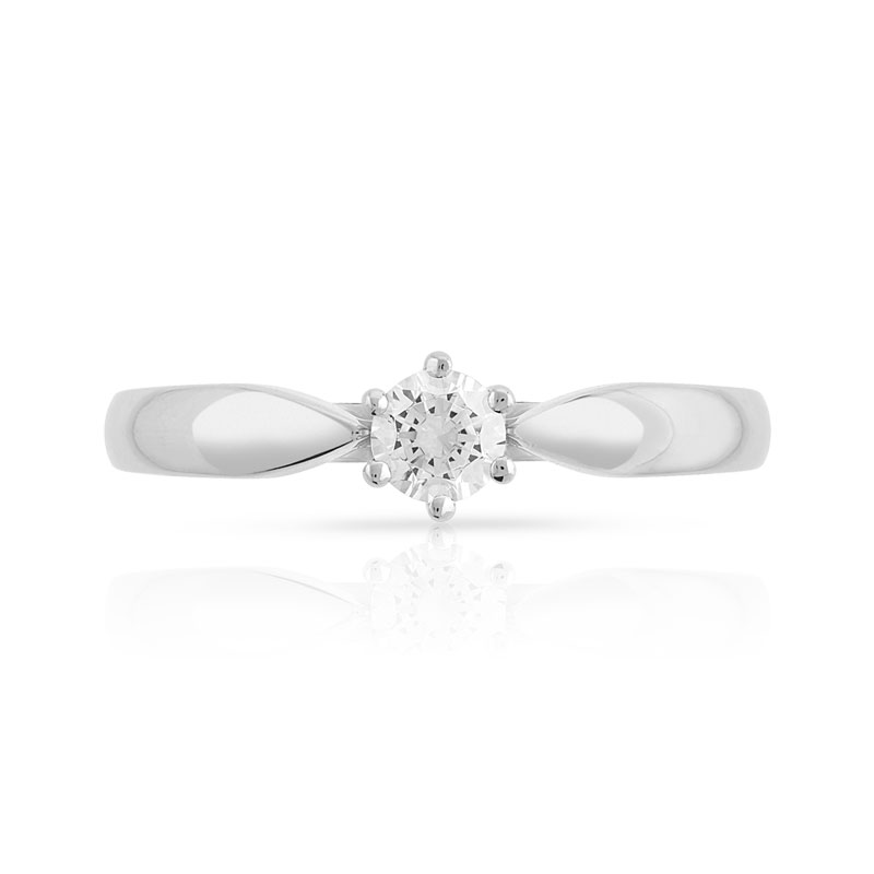 Bague Solitaire or 750 blanc diamant 0.25 ct H/SI - vue 3