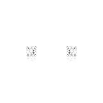Boucles d'oreilles or 750 blanc diamant