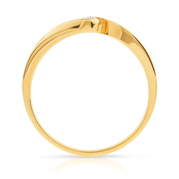 Bague solitaire or 750 jaune diamant 10/100e de ca