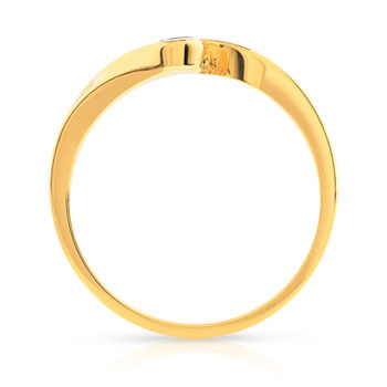 Bague solitaire or 750 jaune diamant 20/100e de ca