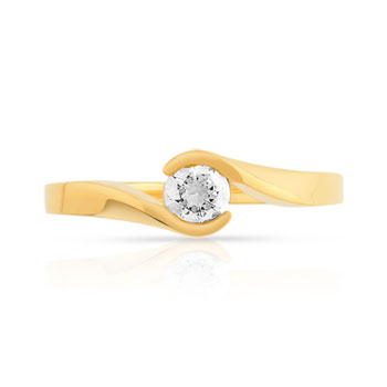 Bague solitaire or 750 jaune diamant 30/100e de ca