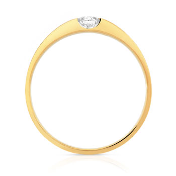 Bague solitaire or 750 jaune diamant 15/100e de ca