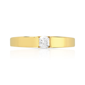 Bague solitaire or 750 jaune diamant 15/100e de ca