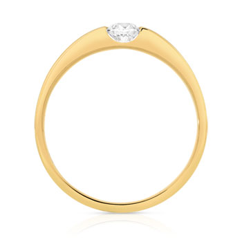 Bague solitaire or 750 jaune diamant 25/100e de ca