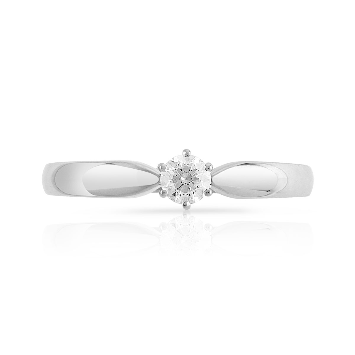 Bague solitaire or blanc 750 diamant 15/100e de carat - vue 3