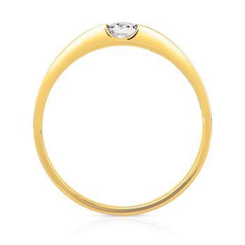 Bague solitaire or 750 jaune diamant 15/100e de ca