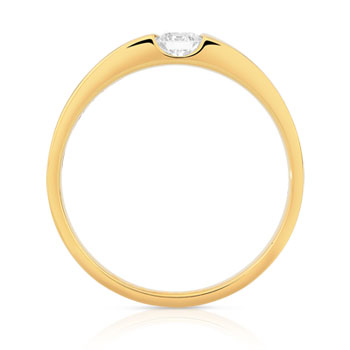Bague solitaire or 750 jaune diamant 20/100e de ca
