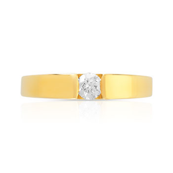 Bague solitaire or 750 jaune diamant 20/100e de ca