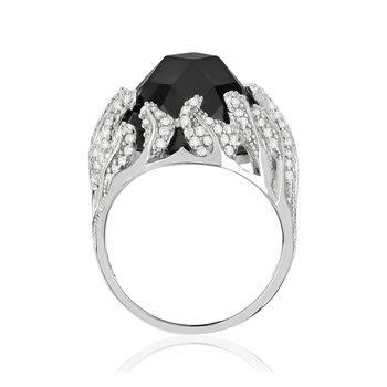 Bague argent 925 pierre imitation noire et zirconias