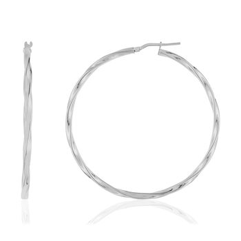 Créoles torsadées argent 925 50 mm