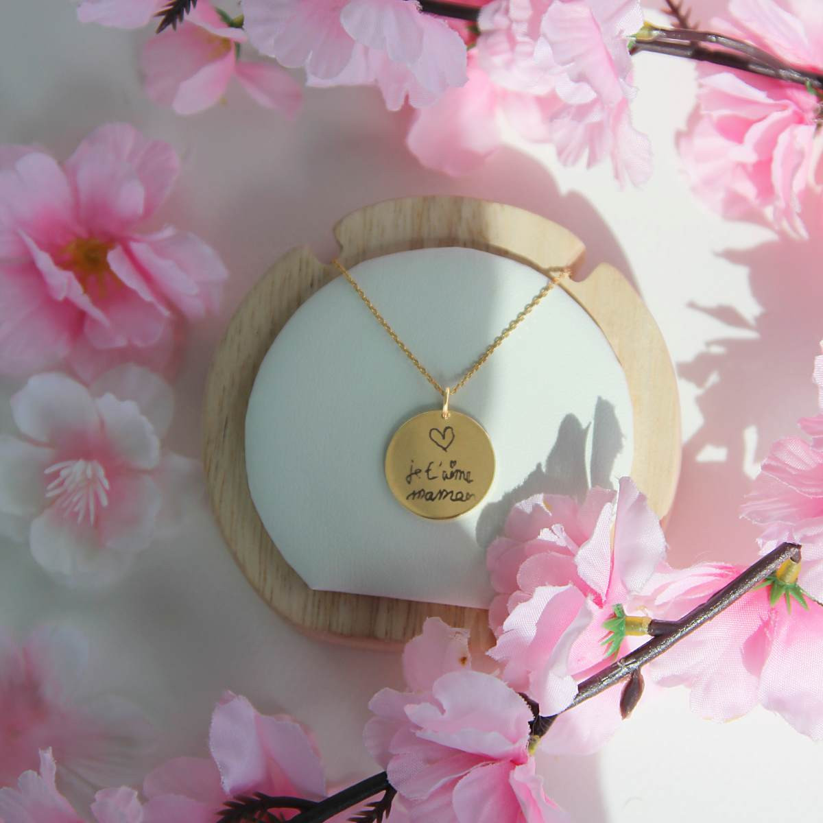 Collier plaqué or médaille personnalisable 45 cm - vue D1