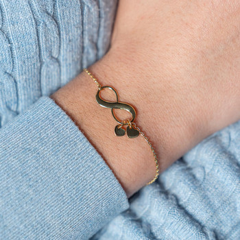 Bracelet plaqué or infini et coeurs personnalisable 21 cm