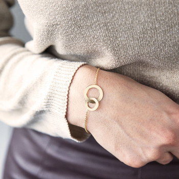 Bracelet plaqué or cercles entrelacés 21,5 cm