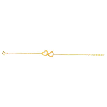 Bracelet plaqué or coeurs personnalisables zirconias blanc et rouge 21,5 cm