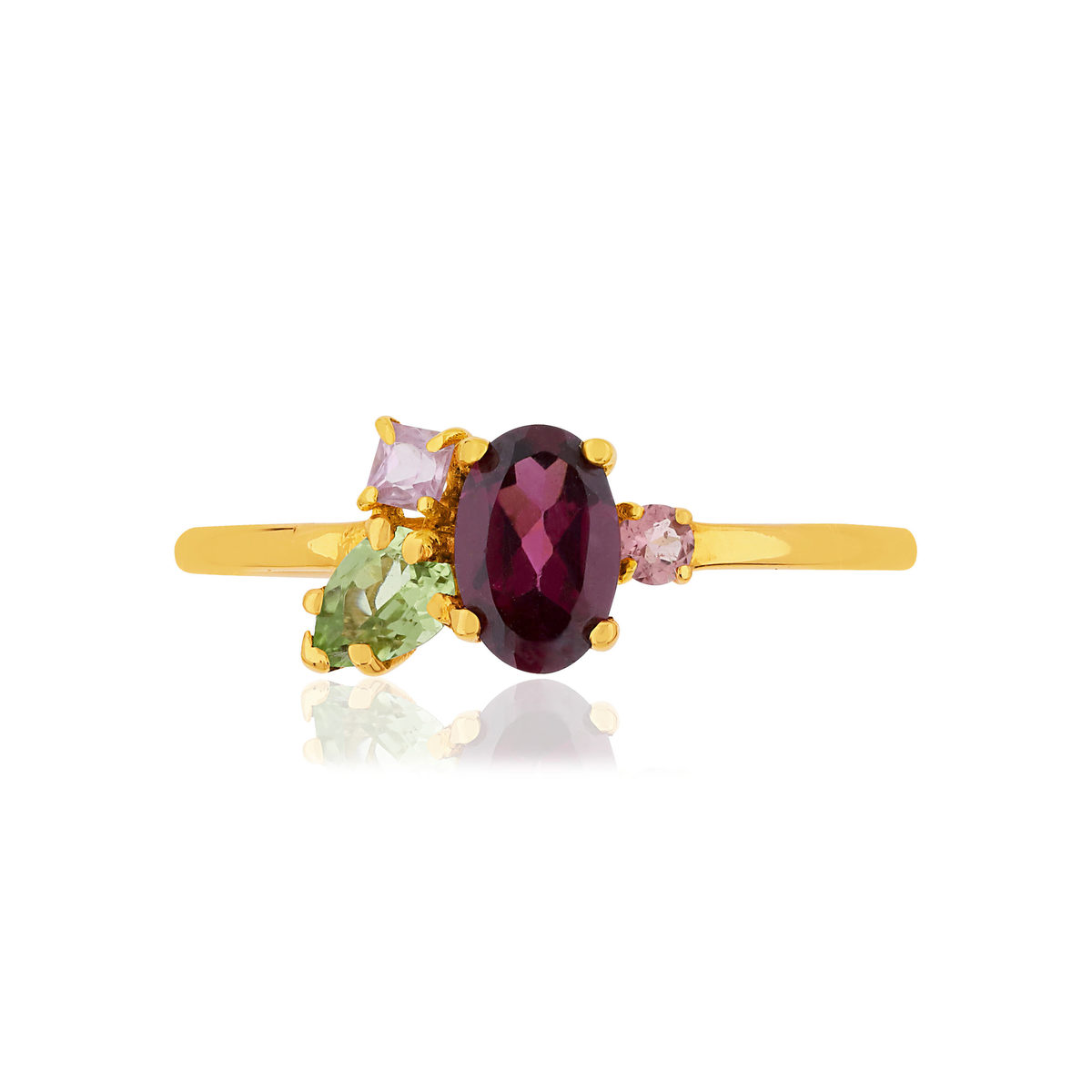 Bague or jaune 375 pierres fines - vue 3