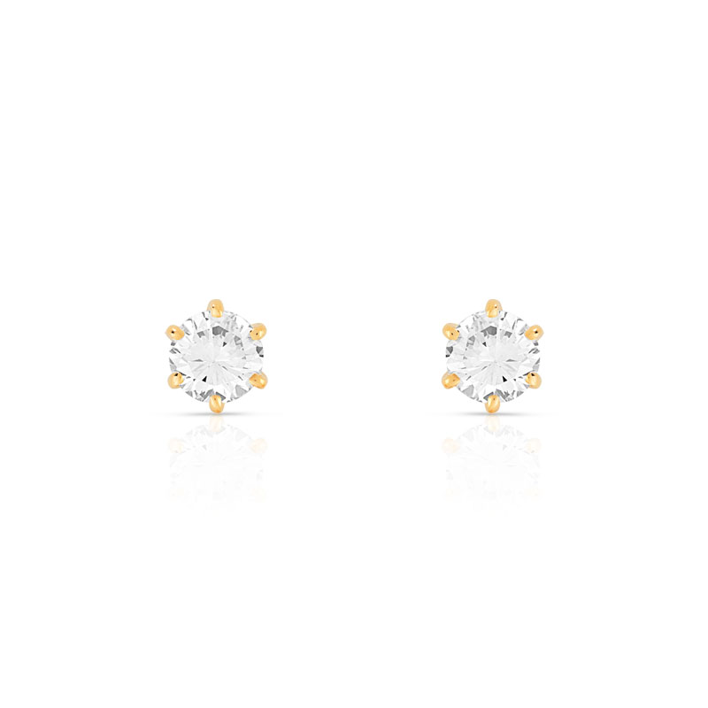 Boucles d'oreilles or 750 jaune diamant