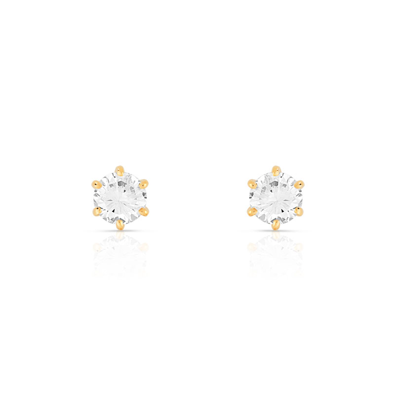 Boucles d'oreilles or 750 jaune diamant