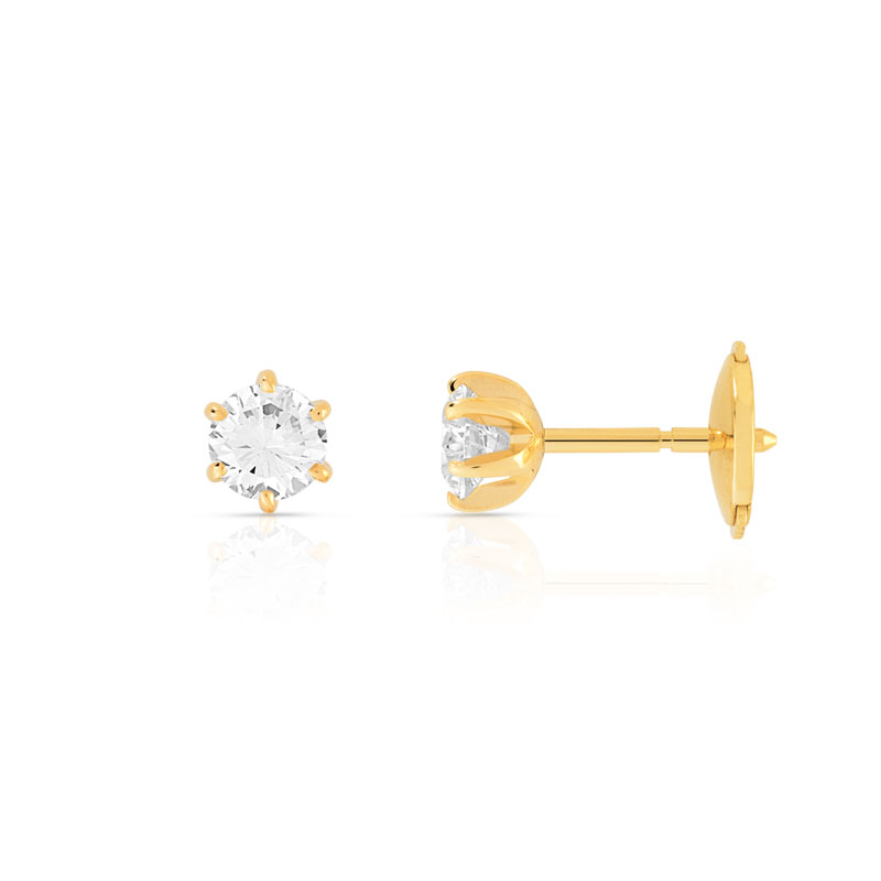 Boucles d'oreilles or 750 jaune diamant - vue D1